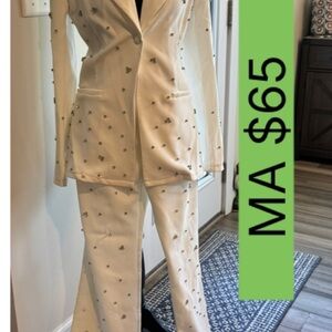 Elegant Cream Blazer and Pants Set